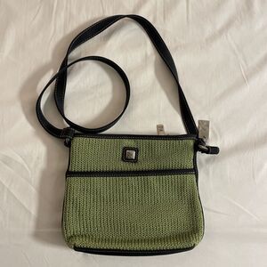 Lina Handbag Women Small Green Crochet Purse‎ Shoulder Bag Navy Trim
